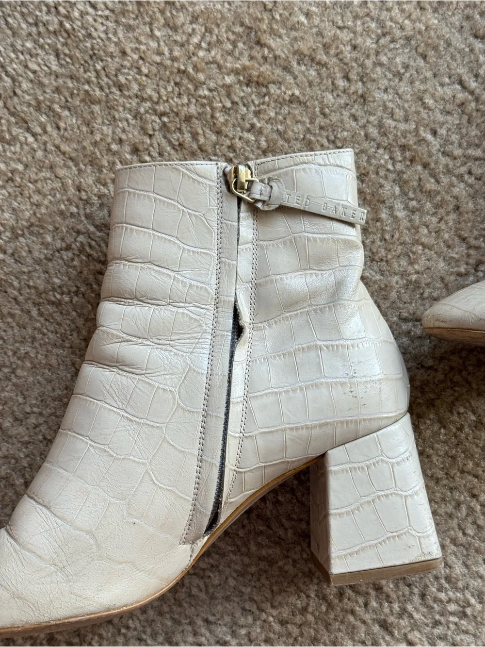 Ted Baker London Croc Embossed Leather Ankle Boots 38.5